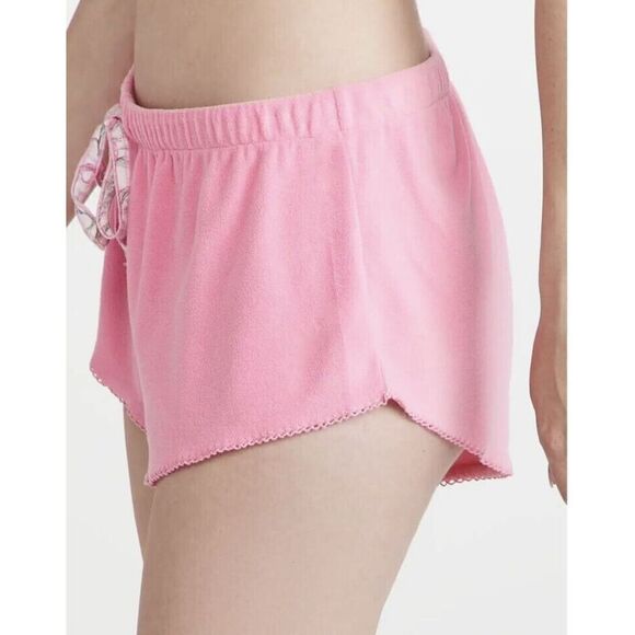 LoveShackFancy x Hurley HLSFC002 Women's Sz S Pink Terry Cloth Walk Shorts $50 - Picture 7 of 8